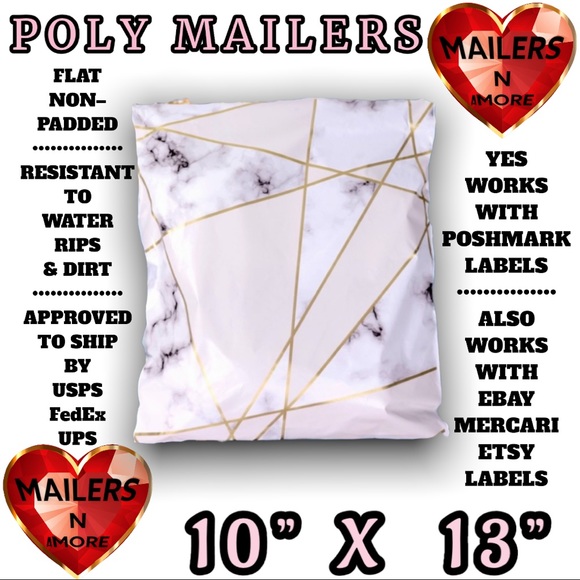 ( Quantity 25 10x13 ) Marble Gray and White Poly Mailers Bag Shipping Envelopes - Picture 2 of 2